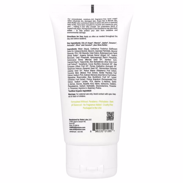 Mild By Nature, Argan Oil Hand Cream with Marula Oil & Coconut Oil plus Shea Butter, Soothing and Unscented, 2.5 oz (71 g) - Image 3
