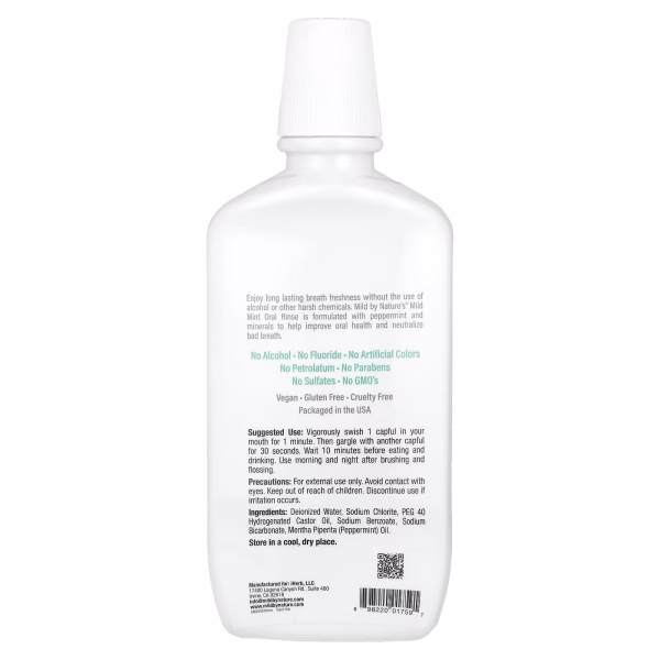 Mild By Nature, Fresh Breath Oral Rinse, No Alcohol, Mild Mint, 16 fl oz (473 ml) - Image 3