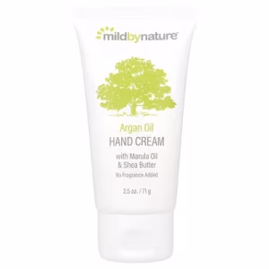 Mild By Nature, Argan Oil Hand Cream with Marula Oil & Coconut Oil plus Shea Butter, Soothing and Unscented, 2.5 oz (71 g)